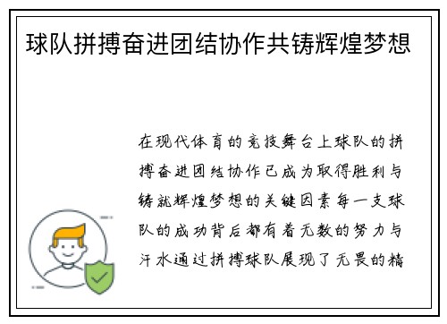 球队拼搏奋进团结协作共铸辉煌梦想